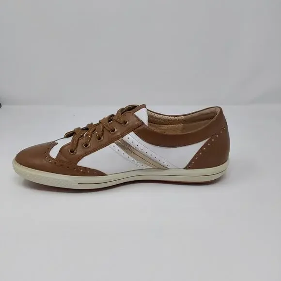 Ecco 40 Size 10.5 Spikeless Womens Golf Shoes Wingtip Brown Leather - Picture 13 of 14